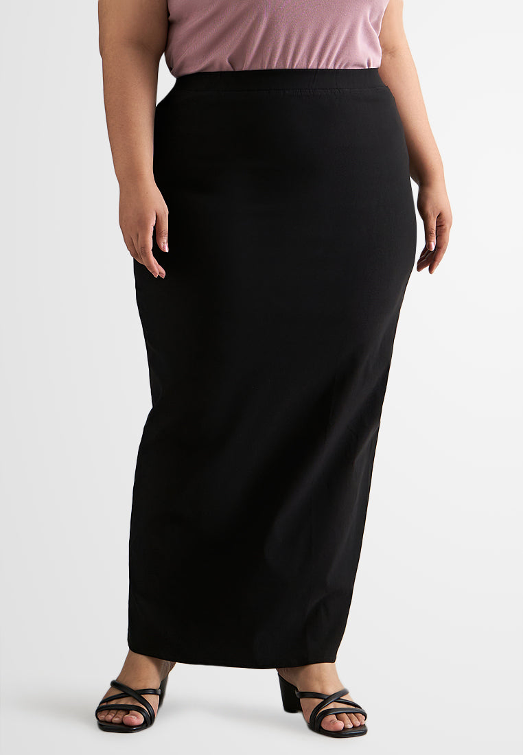 Shayla FLEXI Formal Long Pencil Skirt - Black