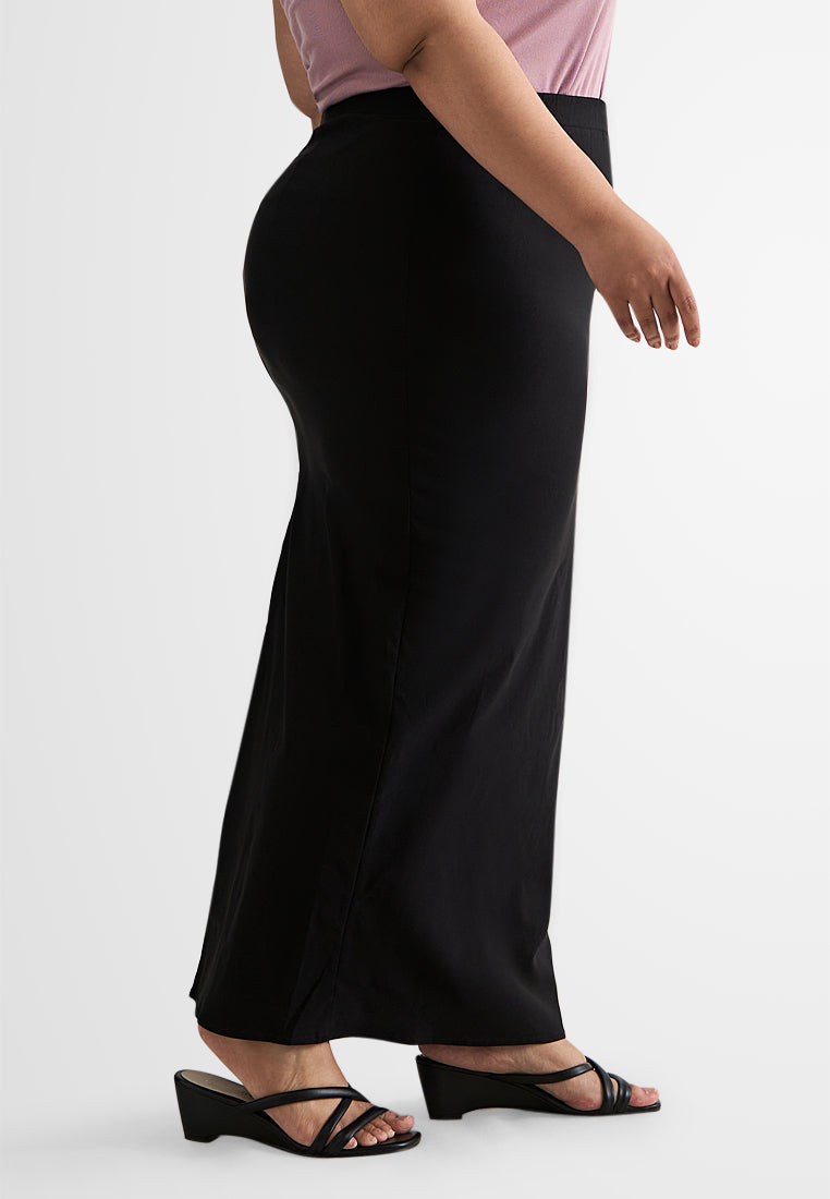 Shayla FLEXI Formal Long Pencil Skirt - Black