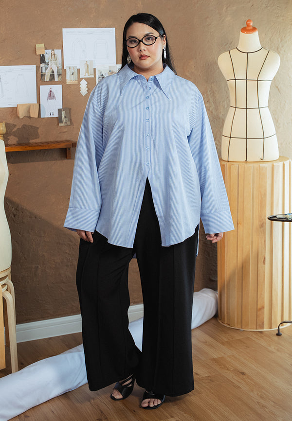 Sidra Textured Cotton Front Split Shirt