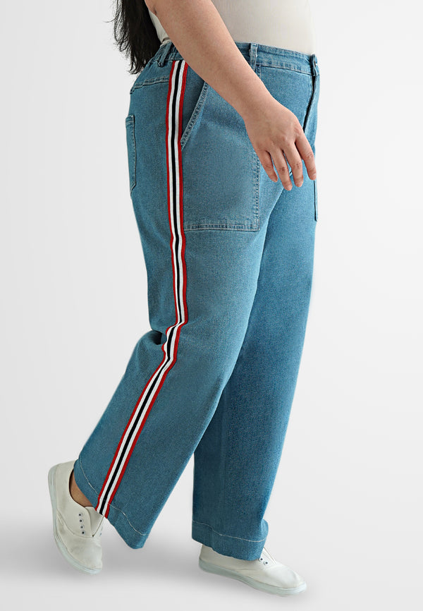 Siya Varsity Sporty Stripe Denim Jeans