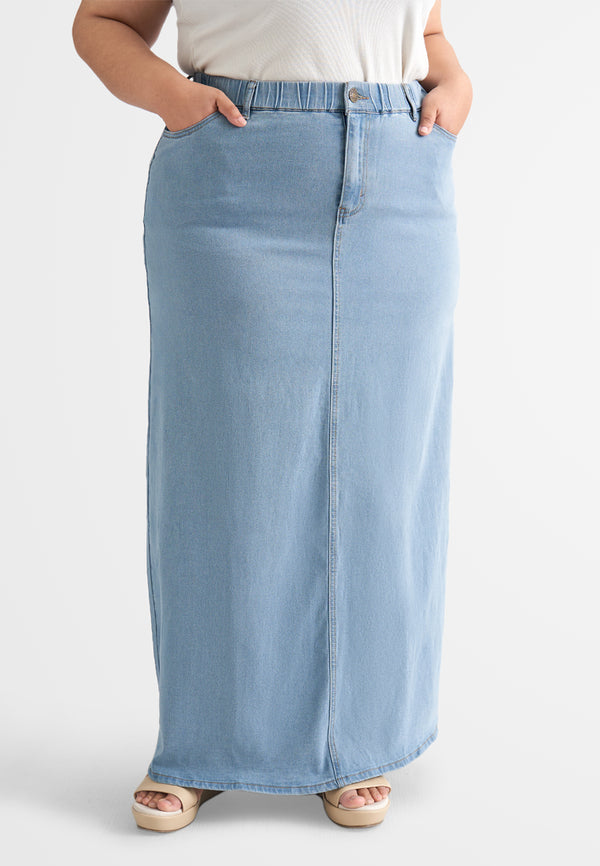 Skylar Denim Long A-Line Skirt