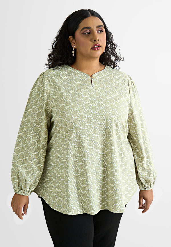 Tamia Notched Neckline Printed Blouse