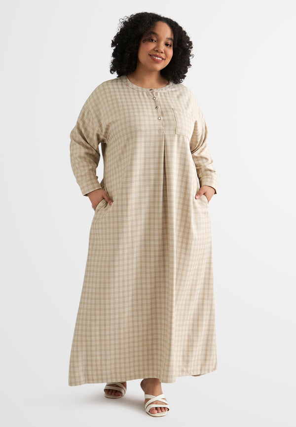 Willa Long Modest Checkered Dress