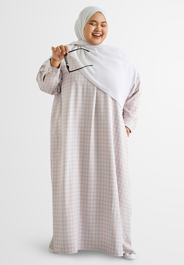 Willa Long Modest Checkered Dress