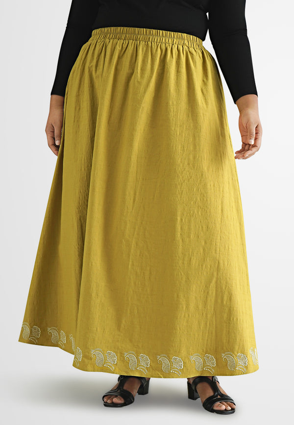 Yanis A-line Embroidery Long Skirt