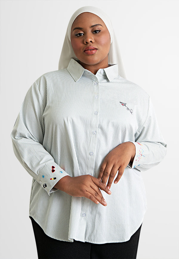 Yelena Cute Embroidery Classic Shirt