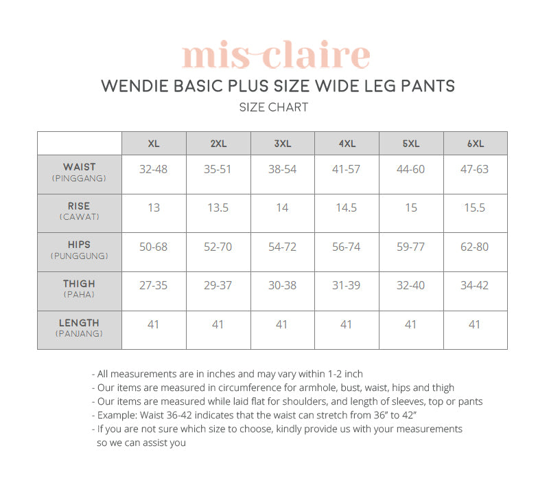 Wendie Basic Plus Size Wide Leg Pants - Black