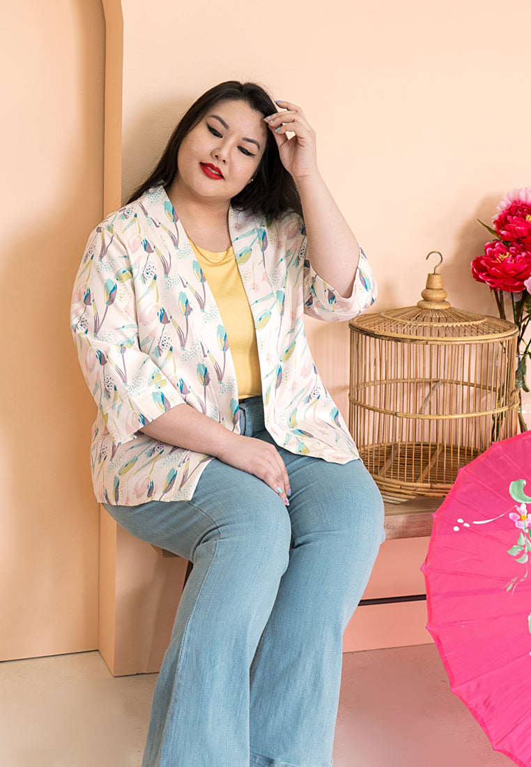 Oriel CNY Tulip Collection Kimono Outerwear - Beige
