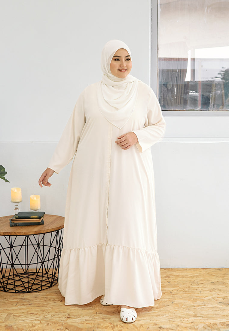Jamela Minimalist Long Jubah Dress - Ivory