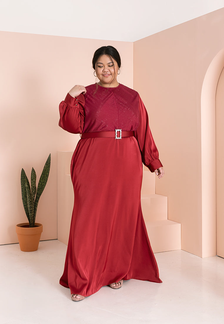 Aisha Raya Glamourous Belted Tulip Dress - Red