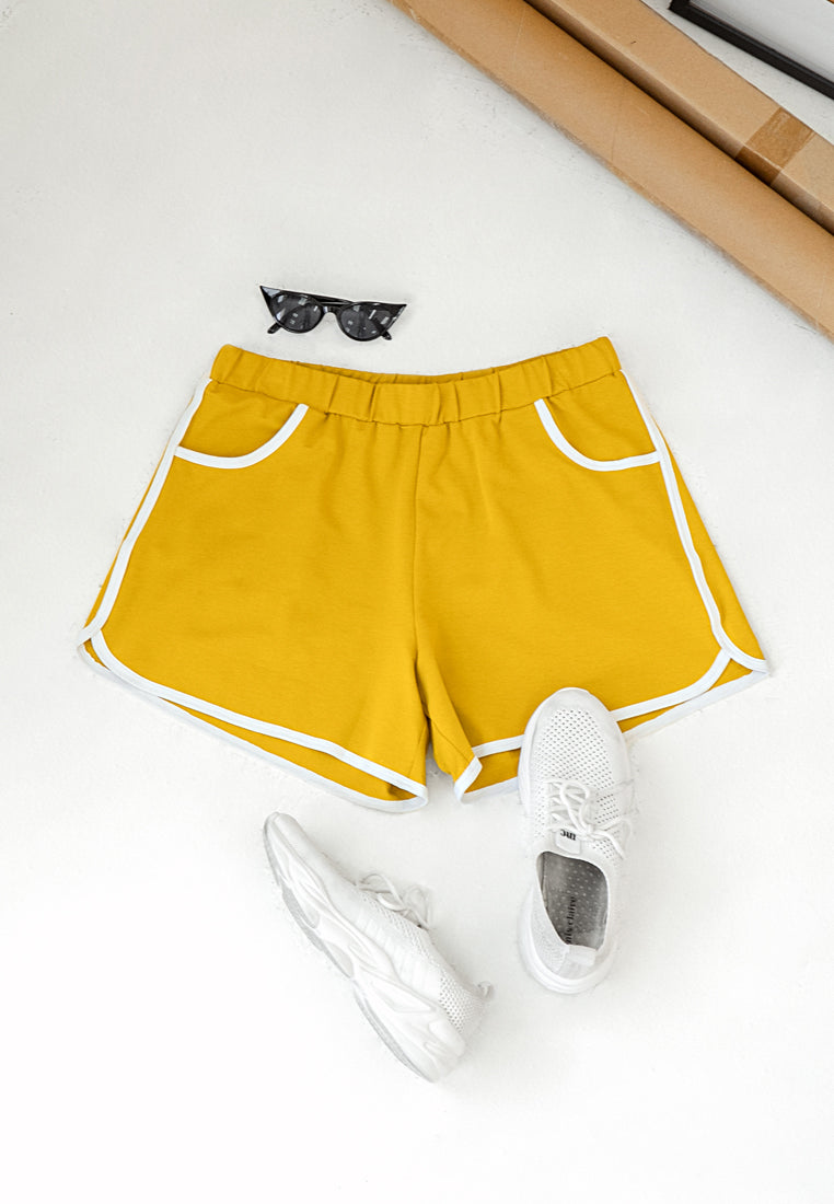 Fonda Plus Size Retro Shorts - Yellow