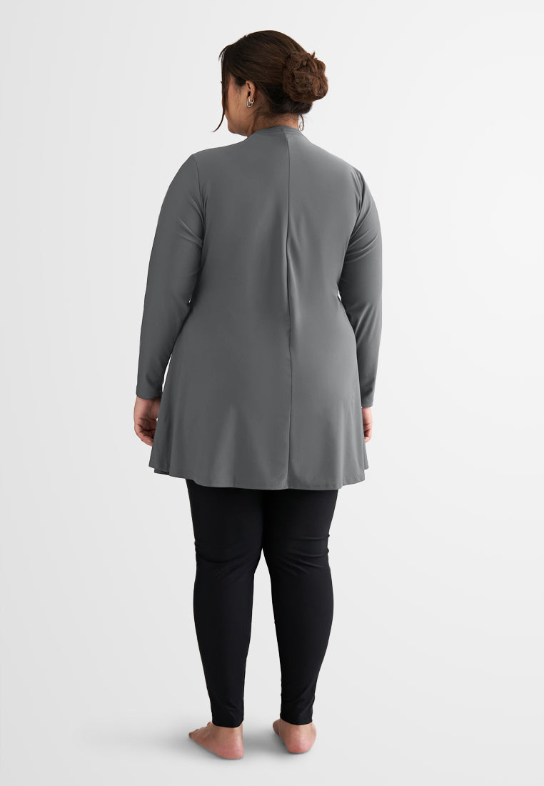 Sabine Skirted Modest Swimwear Set - Grey Black