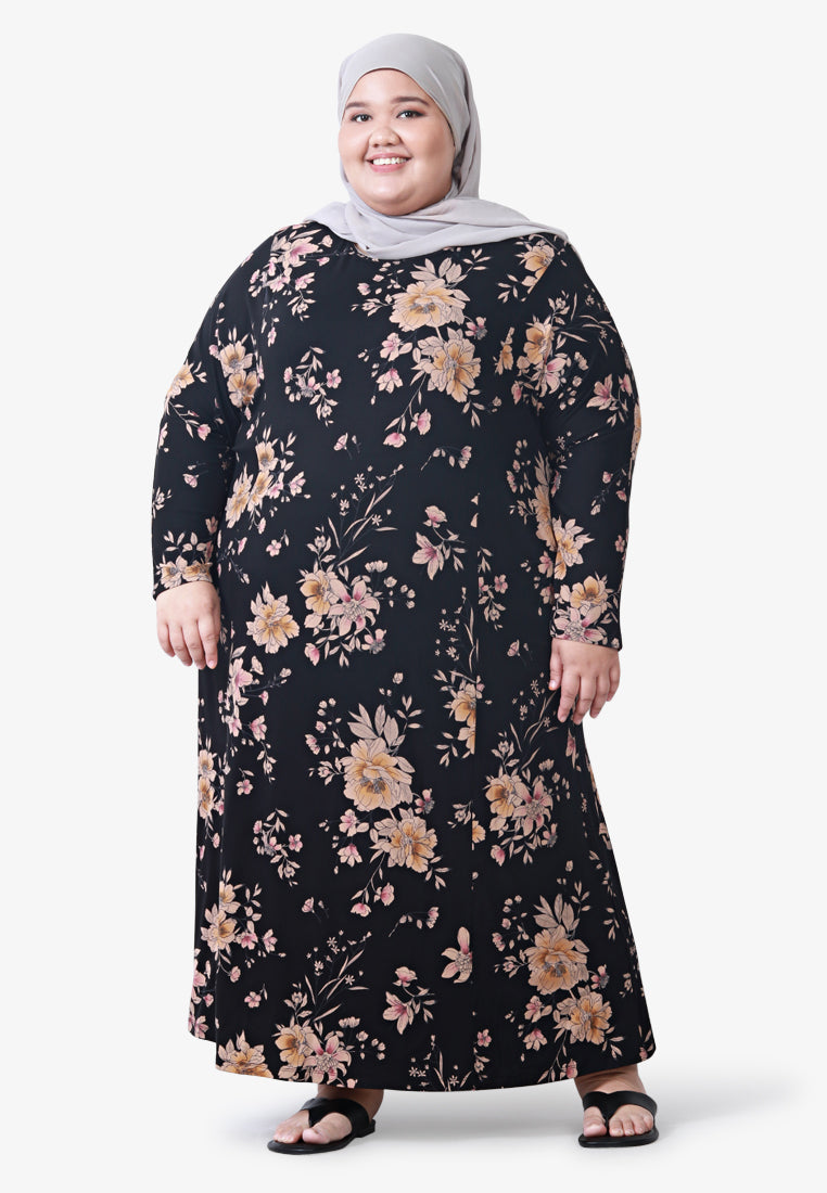 Juana Printed Soft Lounge Dress - Black Polka Dots