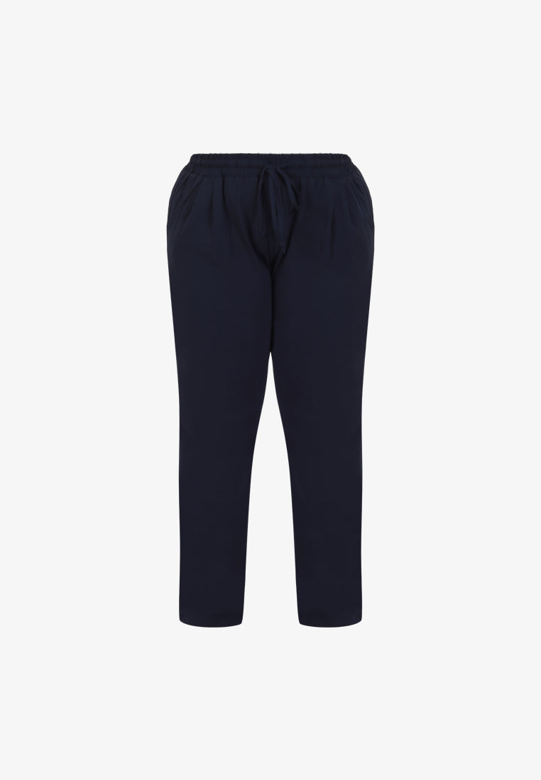 Milly Straight Cut Active Cotton Pants - Dark Blue