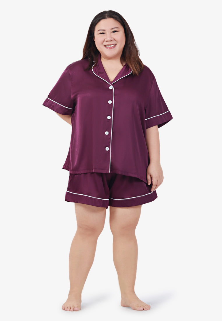Sateene Satin Lux Sleepwear Short Set - Purple