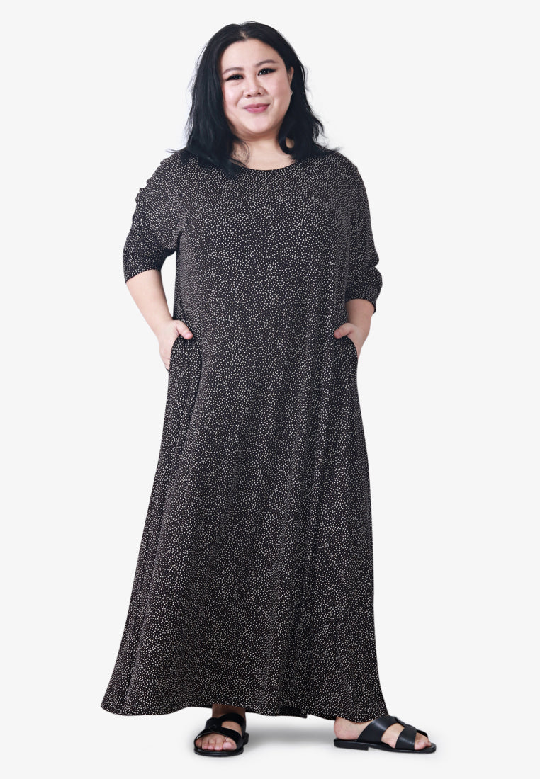 Juana Printed Soft Lounge Dress - Black White