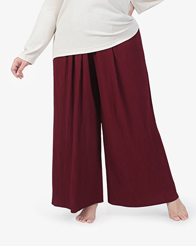 Patricia Extra Comfy Wide Leg Pleated Pants - Maroon