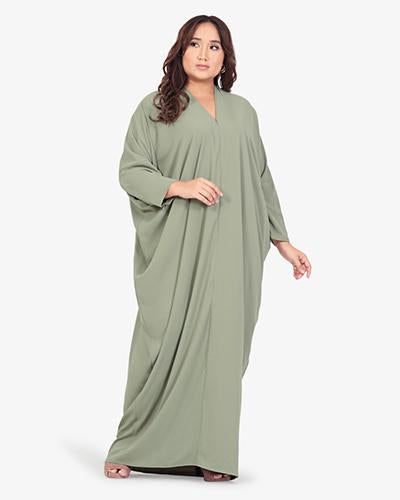 Mesha Raya Minimalist Jubah Dress - Kaya Green