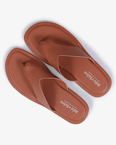 Tillie Flat Thong Sandals - Brown