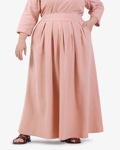 Soothe Zen 2021 Linen Pleats Skirt  - Peach