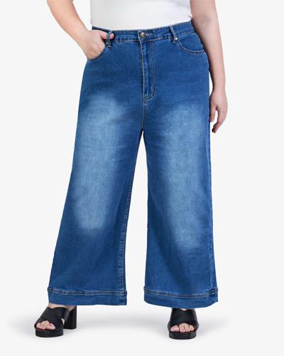 Walker Wide Leg Cropped Jeans - Blue