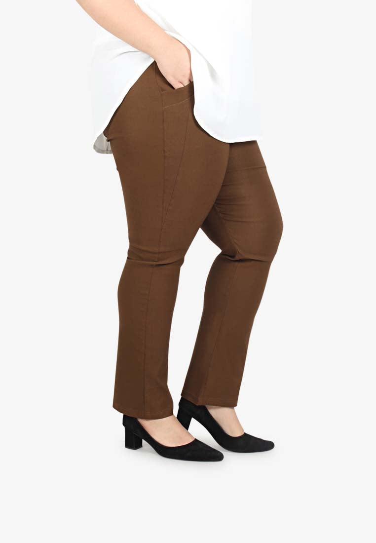 Gracie FLEXI Straight Cut Pants [TALL] - Brown
