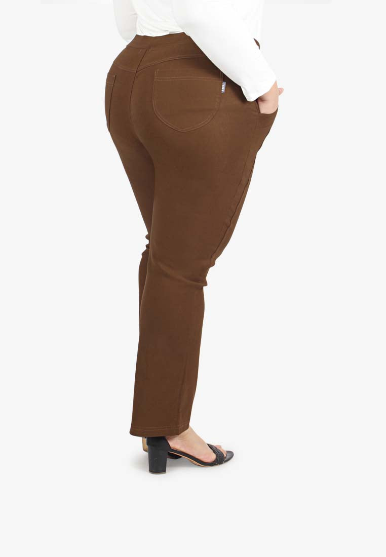 Gracie FLEXI Straight Cut Pants - Brown