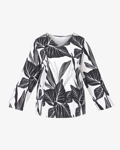 Layang Pokoks Collection Linen Tunic Blouse - Black Print