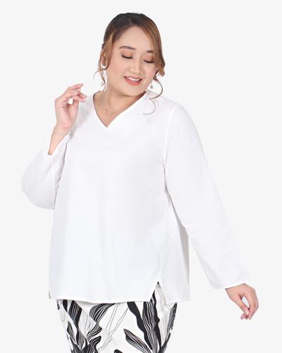 Layang Pokoks Collection Linen Tunic Blouse - White