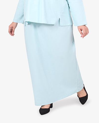 Wau Pokoks Collection Linen Long Skirt - Light Blue