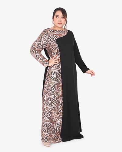Julaila Sequins Jubah Dress - Black Gold
