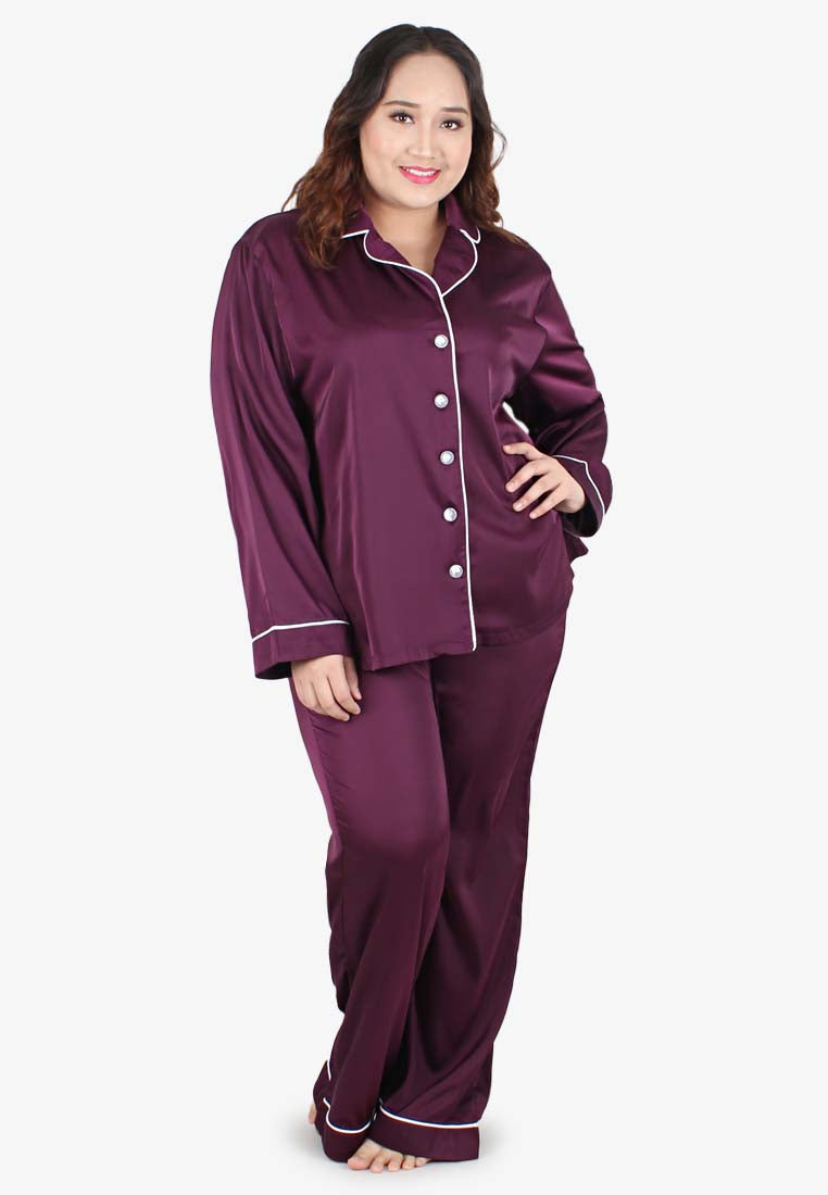 Dreamer Satin Lux Sleepwear Long Set - Purple