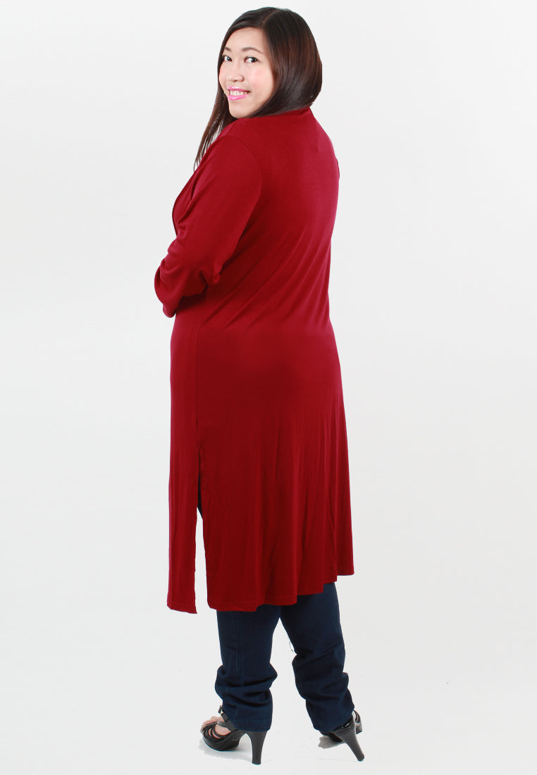 Connie Casual Cardigan - Dark Red (old)