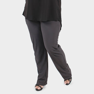 Regine Plus Size Straight Cut Pants - Dark Grey