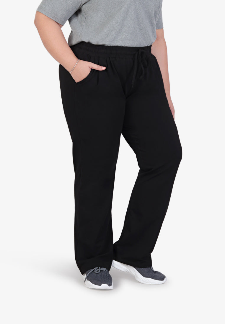 Milly Straight Cut Active Cotton Pants - Black