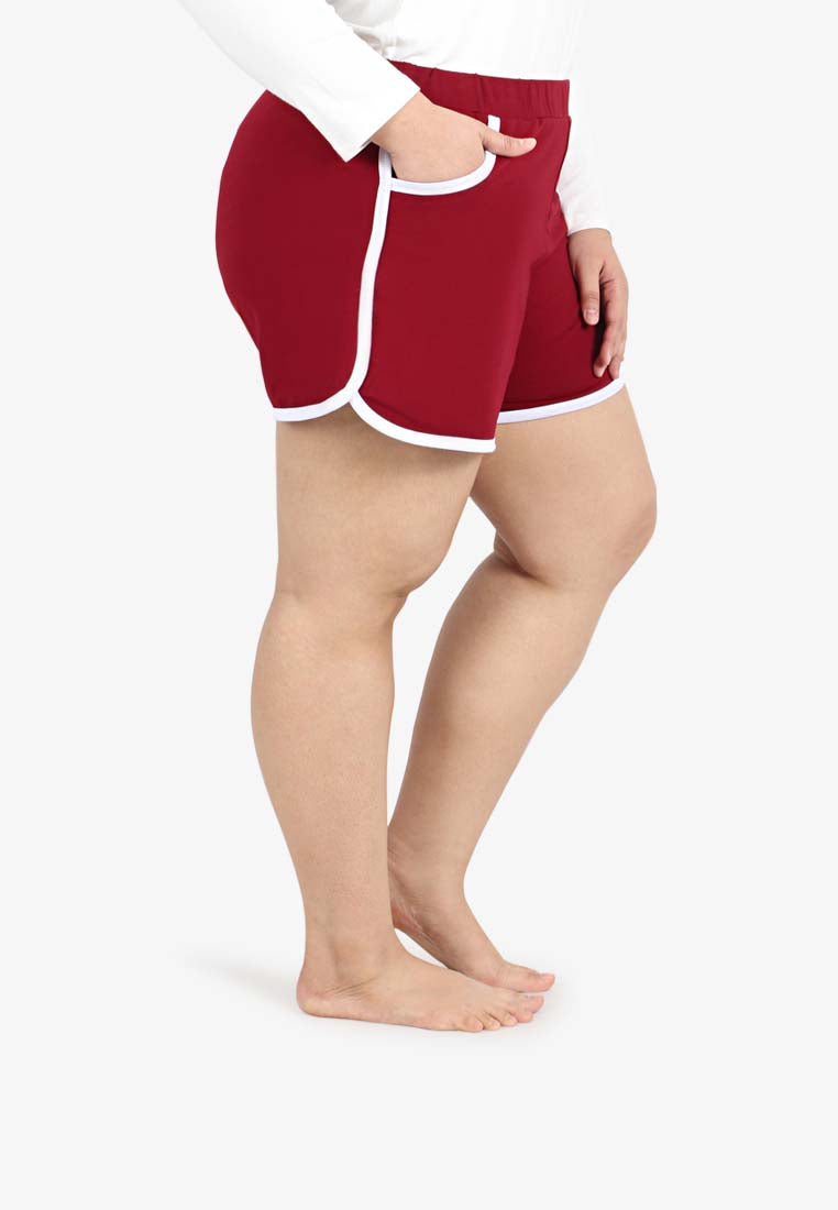 Fonda Plus Size Retro Shorts - Red