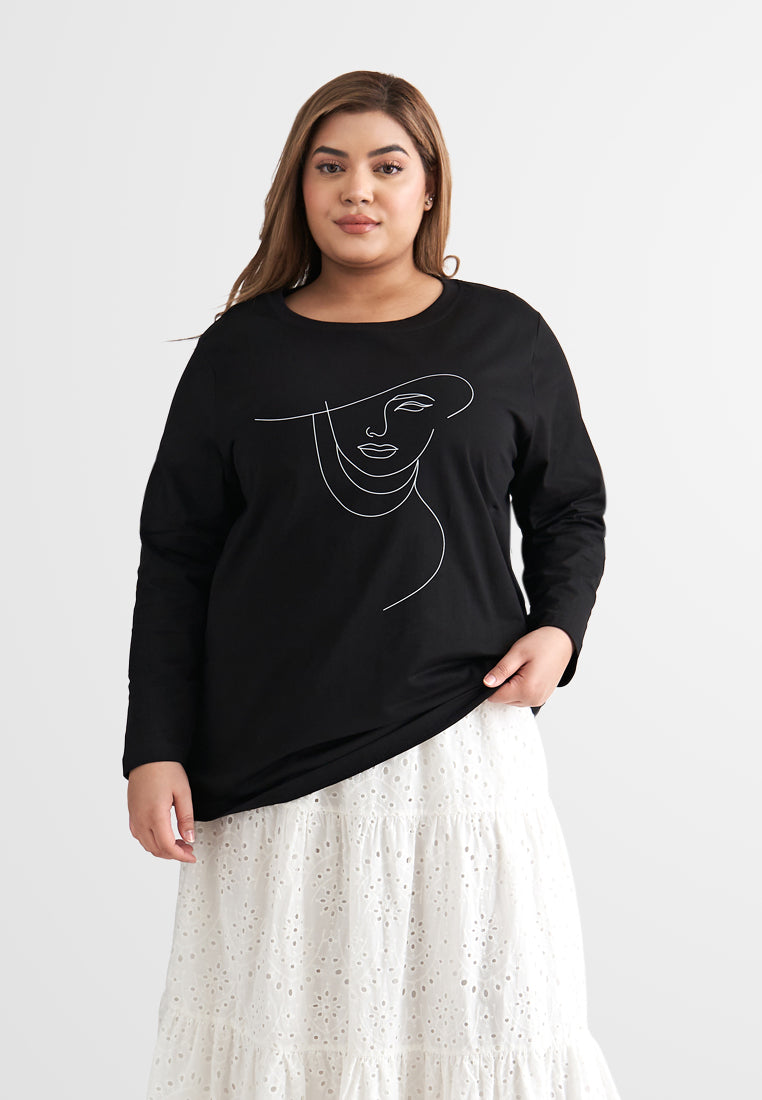 Outline Lady Women's Day 2022 Single Jersey Graphic Tee - Black
