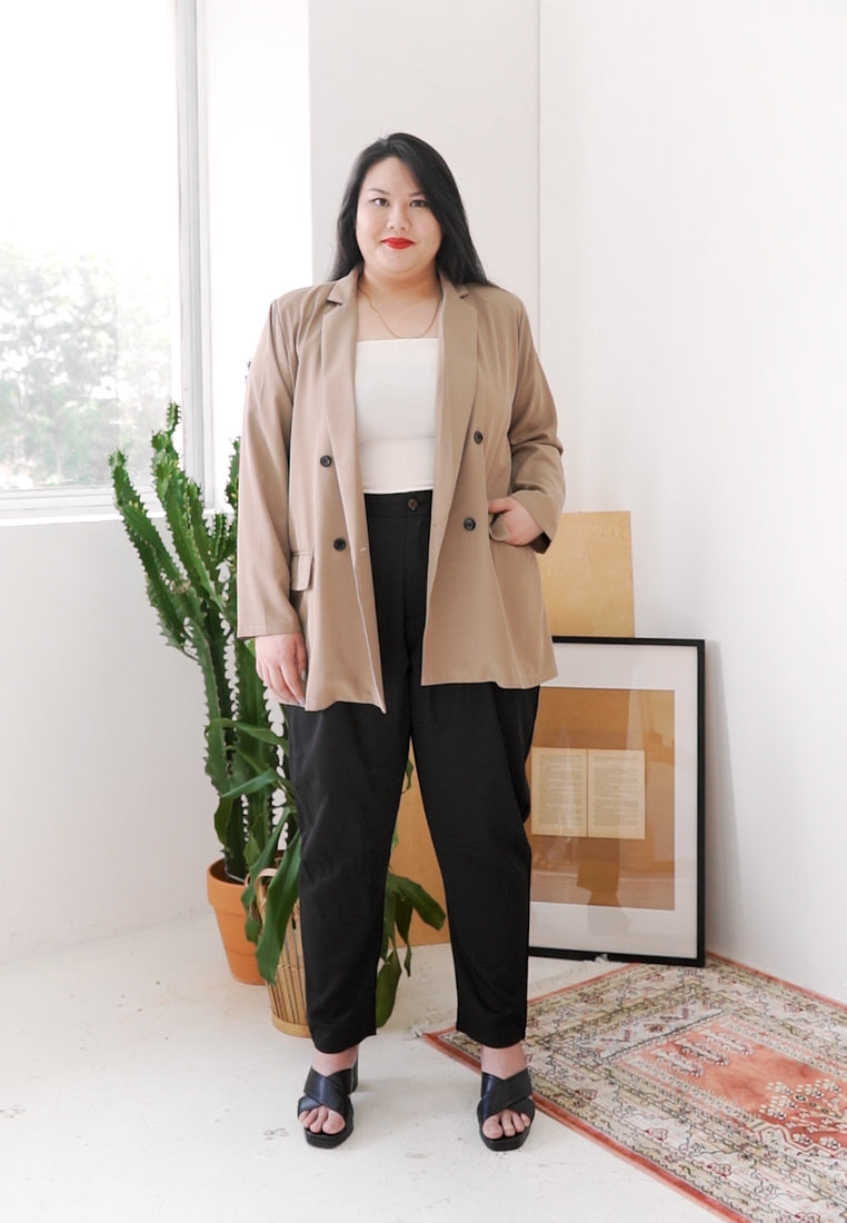 Blaise Double Breasted Soft Blazer - Brown