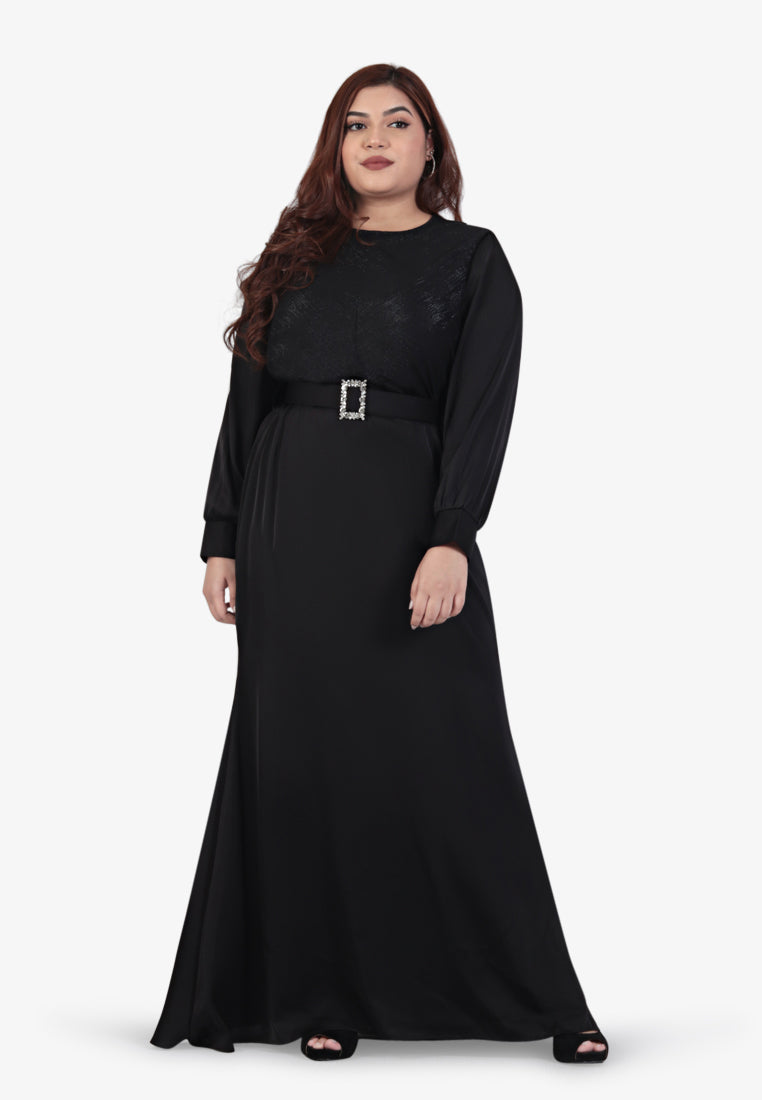 Aisha Raya Glamourous Belted Tulip Dress - Black