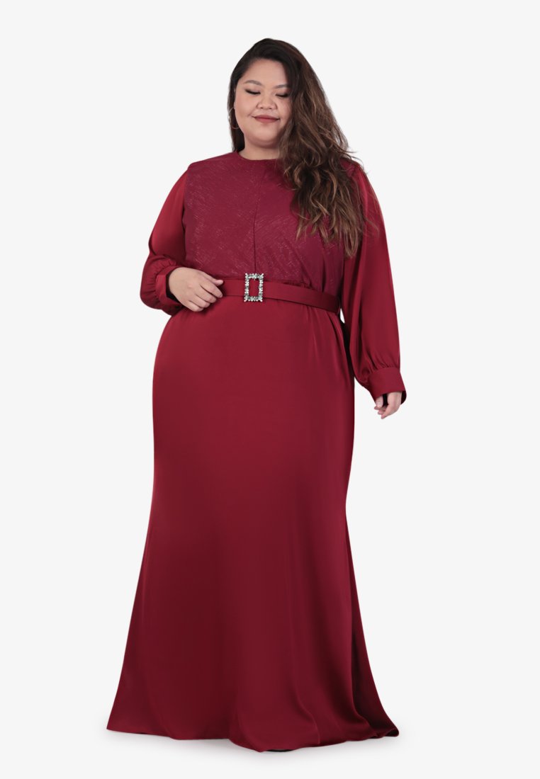 Aisha Raya Glamourous Belted Tulip Dress - Red