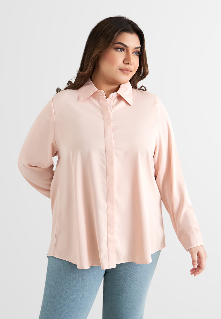 Alice Classic Long Sleeve Work Shirt - Light Pink