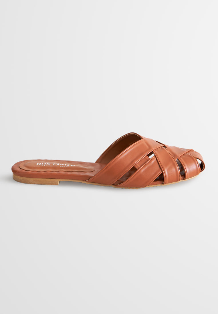 Anyam Woven-like Slip on Sandals - Brown