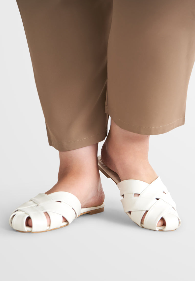 Anyam Woven-like Slip on Sandals - White