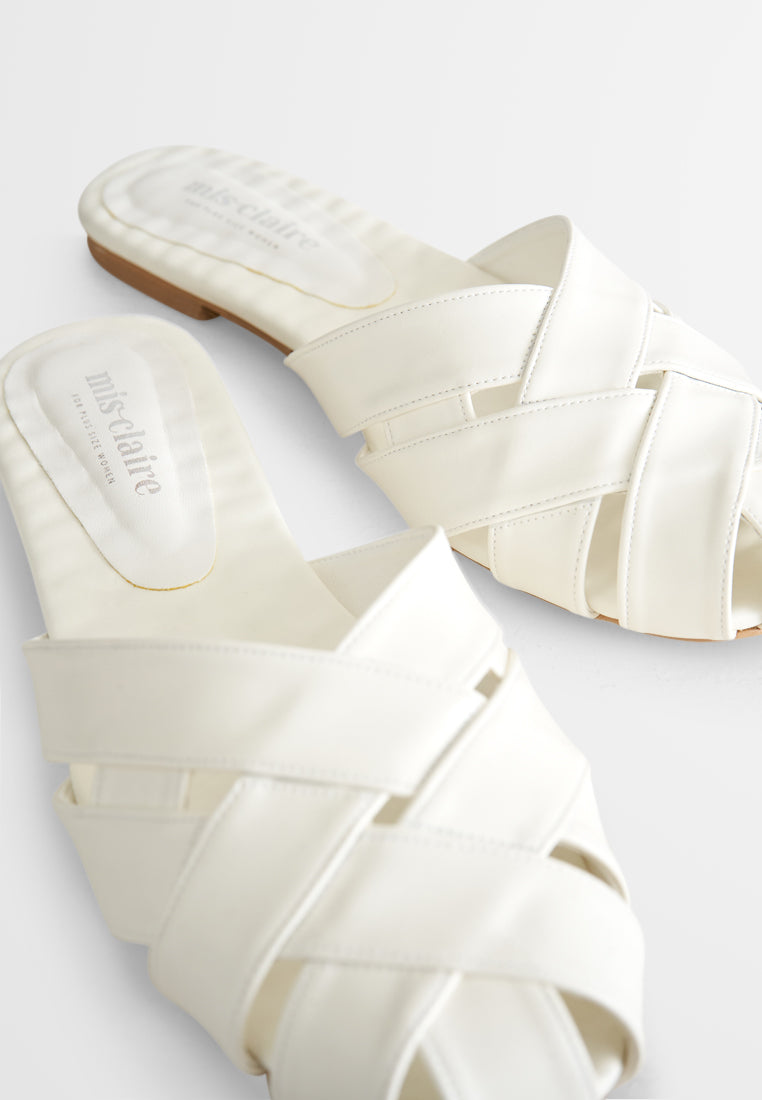Anyam Woven-like Slip on Sandals - White