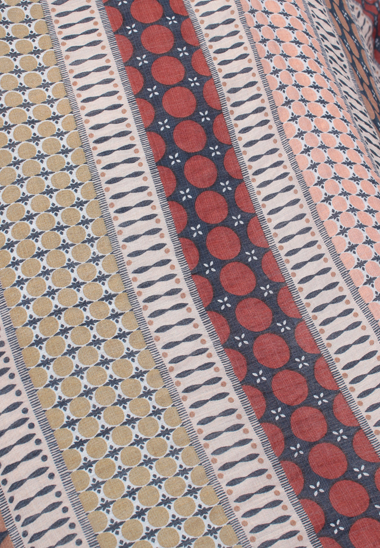 Aretha Abstract Prints Long Sleeve Blouse - Motif Stripes
