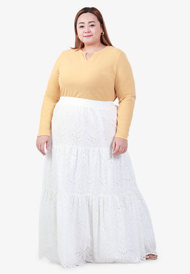 Ashleye Cotton Eyelet Tier Skirt - White