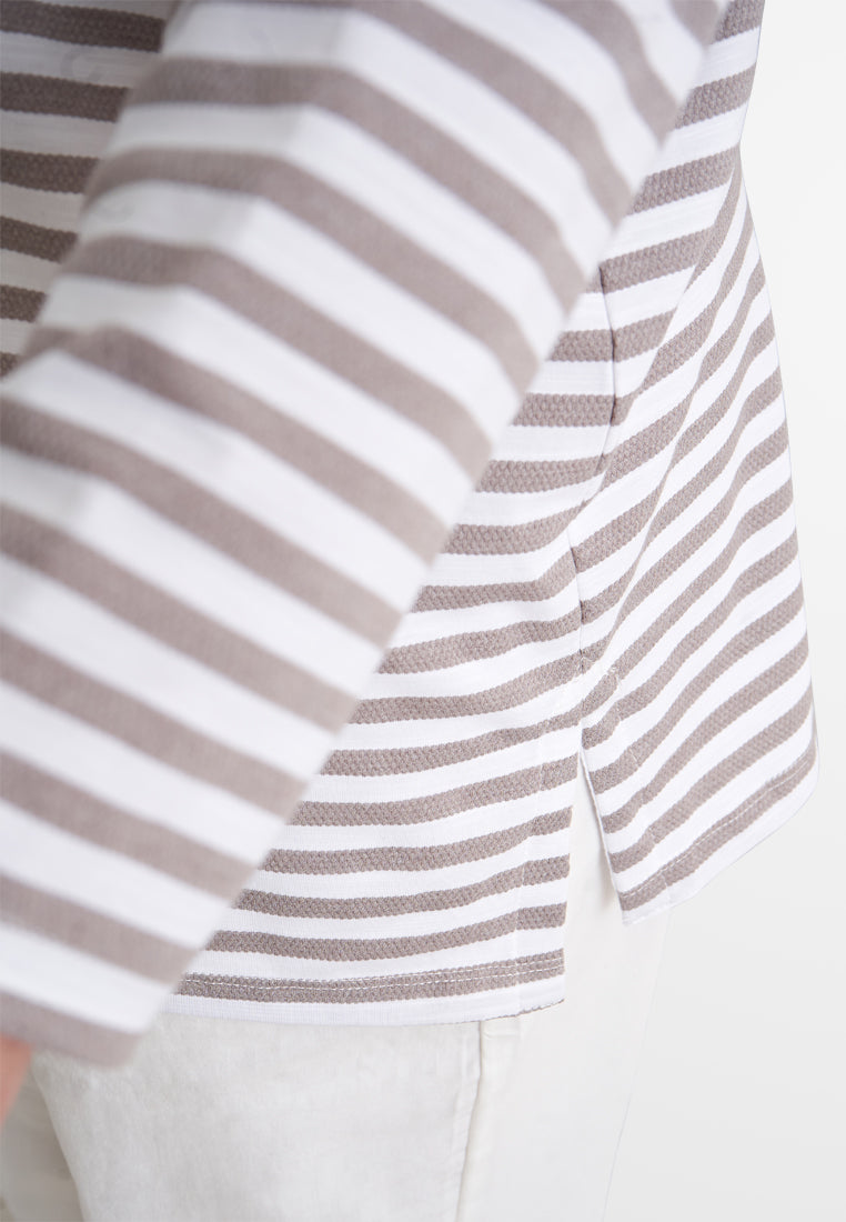 Aurelie Drop Shoulder Stripes Top - Grey Stripes