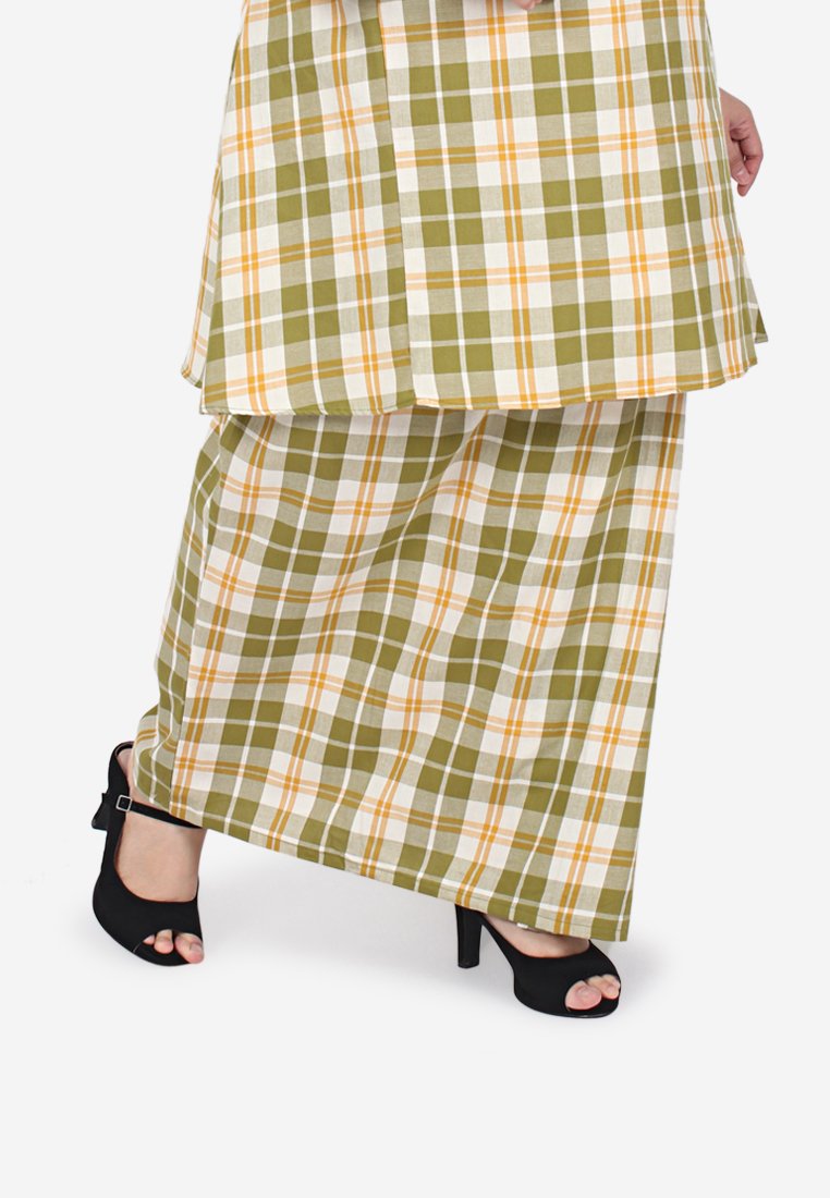 Ayila OOTB Collection Long Checkered Skirt - Green Yellow