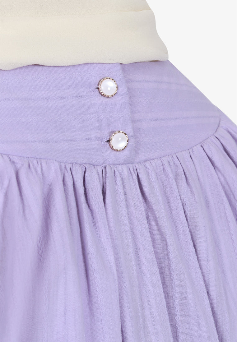 Babetta Round Neck Textured Cotton Blouse - Lilac