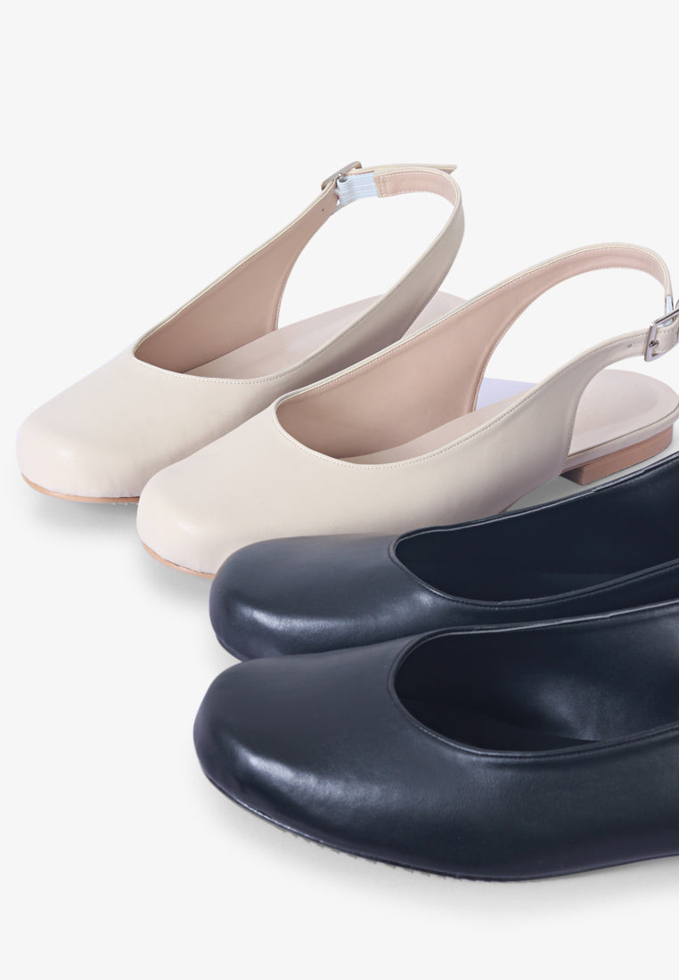 Balarie Ankle Strap Ballet Flats - Black